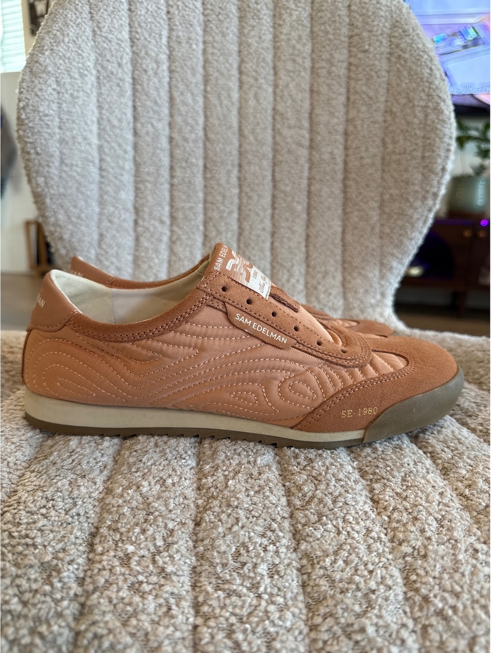 Sam Edelman Women's Casual Sneakers in Tan Suede and Leather